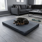 Luxe orthopedisch hondenkussen van leerlook voor grote honden met artrose of gewrichtsklachten